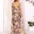Beige chanderi cotton printed saree with zari woven border