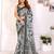 Black chanderi cotton printed saree with zari woven border