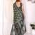 Dark green chanderi cotton printed saree with zari woven border
