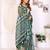 Green chanderi cotton printed saree with zari woven border