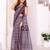 Purple chanderi cotton printed saree with zari woven border