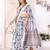 White chanderi cotton printed saree with zari woven border