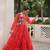 Pink faux georgette printed with kutchi patche work navratri flared gown