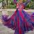 Purple faux georgette printed with kutchi patche work navratri flared gown