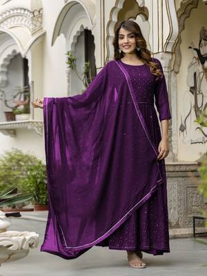 Women's Georgette Embroidery Salwar Suit Anarkali Kurta Set with Dupatta 7