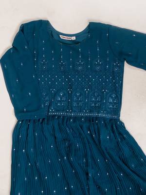 Dark Blue Santoon Anarkali Dress 3 pieces Salwar Kameez set 6