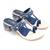Blue embroidered block heels