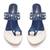 Blue embroidered block heels