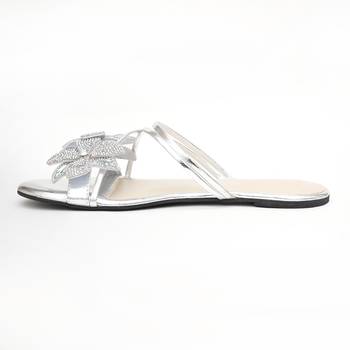Silver floral embroidered flats 4