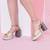 Multicolor embroidered block heels