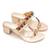 Gold geometric hand embroidered block heels