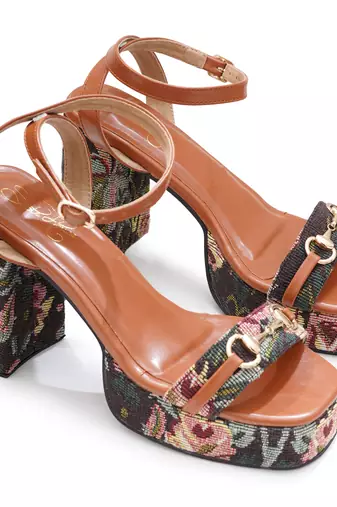 Multicolor floral printed heels