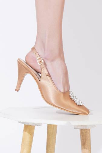 Beige solid pencil heels