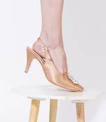 Beige solid pencil heels