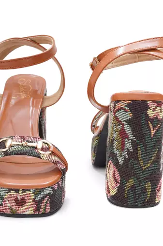 Multicolor floral printed heels