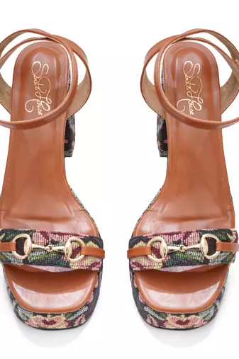 Multicolor floral printed heels