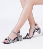 Grey solid block heels