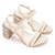 Cream solid block heels