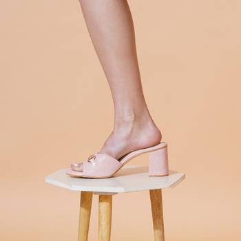 Pink solid block heels 1