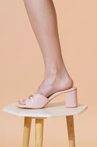 Pink solid block heels