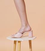 Pink solid block heels