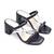 Black solid block heels