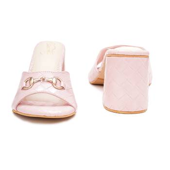 Pink solid block heels 3