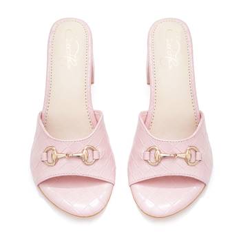 Pink solid block heels 5