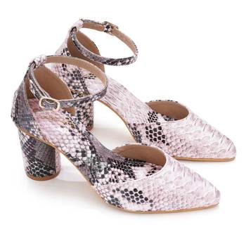 Pink printed block heels 2