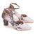 Pink printed block heels