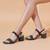 Black solid block heels