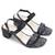 Black solid block heels