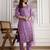 Trendmalls Purple Roman Chanderi Embroidery Kurta Pant with Dupatta Set
