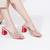 Red mirror embroidered leather heels