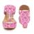 Pink mirror embroidered leather wedges