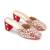 Red mirror embroidered leather heels