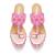 Pink mirror embroidered leather wedges