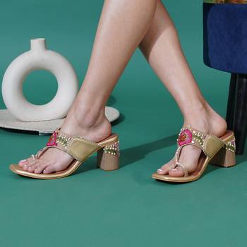 Multicolor embroidered leather  heels 1