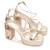 Gold embroidered leather block heels