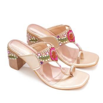 Multicolor embroidered leather  heels 2