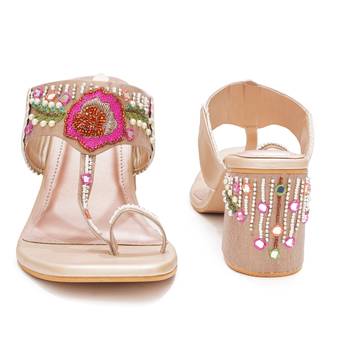 Multicolor embroidered leather  heels 3