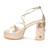 Gold embroidered leather block heels