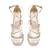 Gold embroidered leather block heels