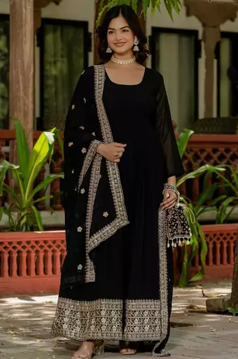 Women's Gorgeous Faux Georgette Fabric with Flared Anarkali Dupatta set