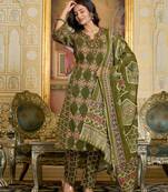Cotton cambric straight  printed kurti-pant-dupatta  set