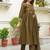 Cotton cambric semi-anarkali printed kurti-pant-dupatta  set