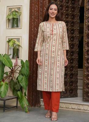multicolor cotton kurti set with printed hand work 1