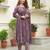 Cotton cambric semi-anarkali printed kurti-pant-dupatta  set