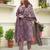 Cotton cambric semi-anarkali printed kurti-pant-dupatta  set