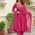 Cotton cambric semi-anarkali dyed  kurti-pant-dupatta  set